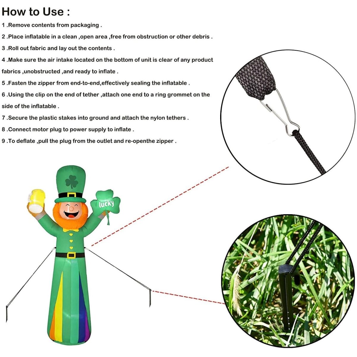 8.8 FT St Patricks Day Leprechaun Inflatable | PopFun